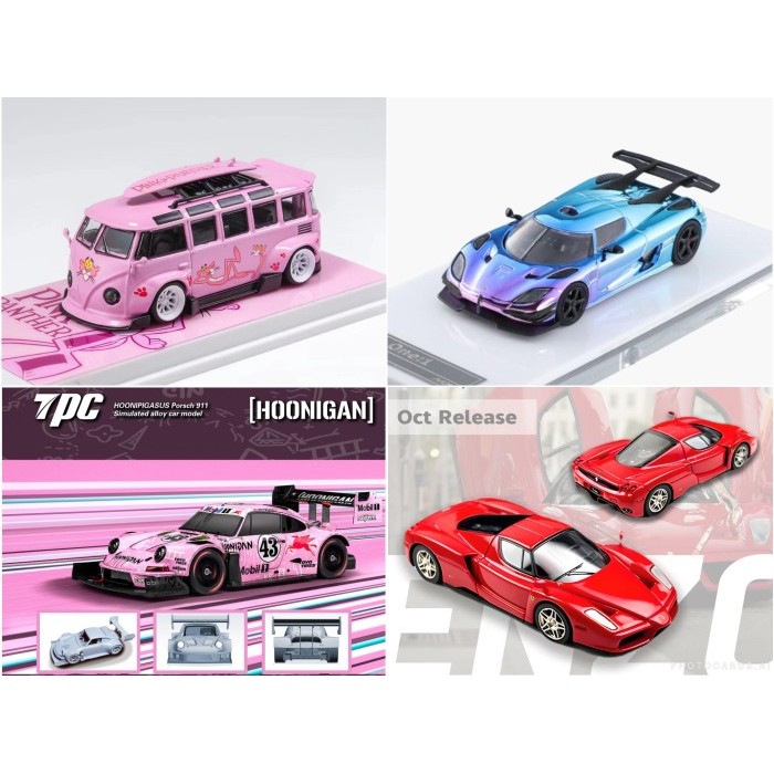 TPC 1/64 Ken Block Porsche 911 SVRSR Hoonipigasus Pink #43 - FY Finclassically 1/64 Ferrari Enzo Ros
