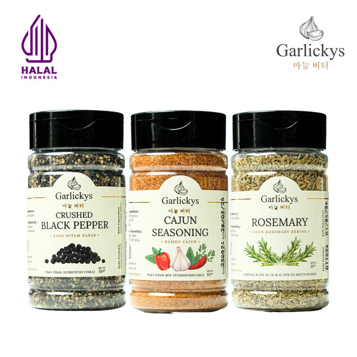 

BERKUALITAS GARLICKYS Paket Steak Cajun Crushed Blackpepper Rosemary Bumbu Dapur Premium Halal