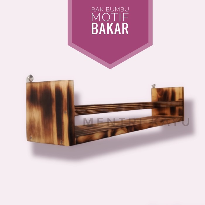 

TERBAIK Rak kayu dinding serbaguna motif bakar rak bumbu dapur & rak hiasan