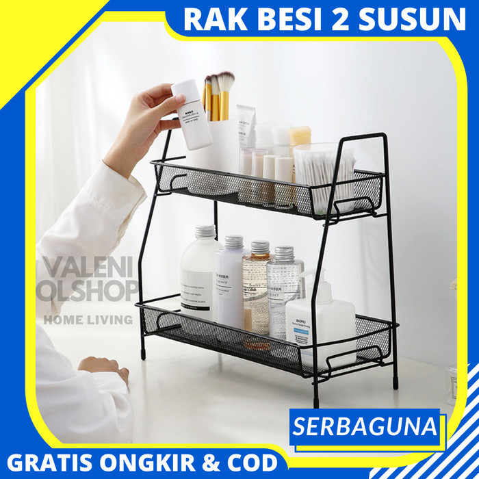 

TERMURAH Rak Bumbu Dapur Serbaguna 2 Susun Besi Rak Kosmetik MakeUp Kamar Mandi