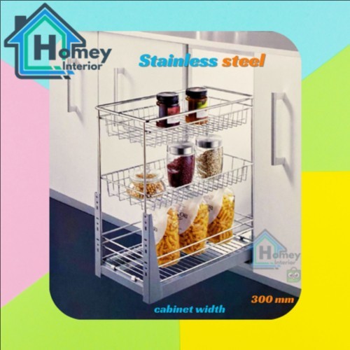 

TERUJI VITCO Compact 3 Tier Unit pull out / Rak susun bumbu gelas serbaguna