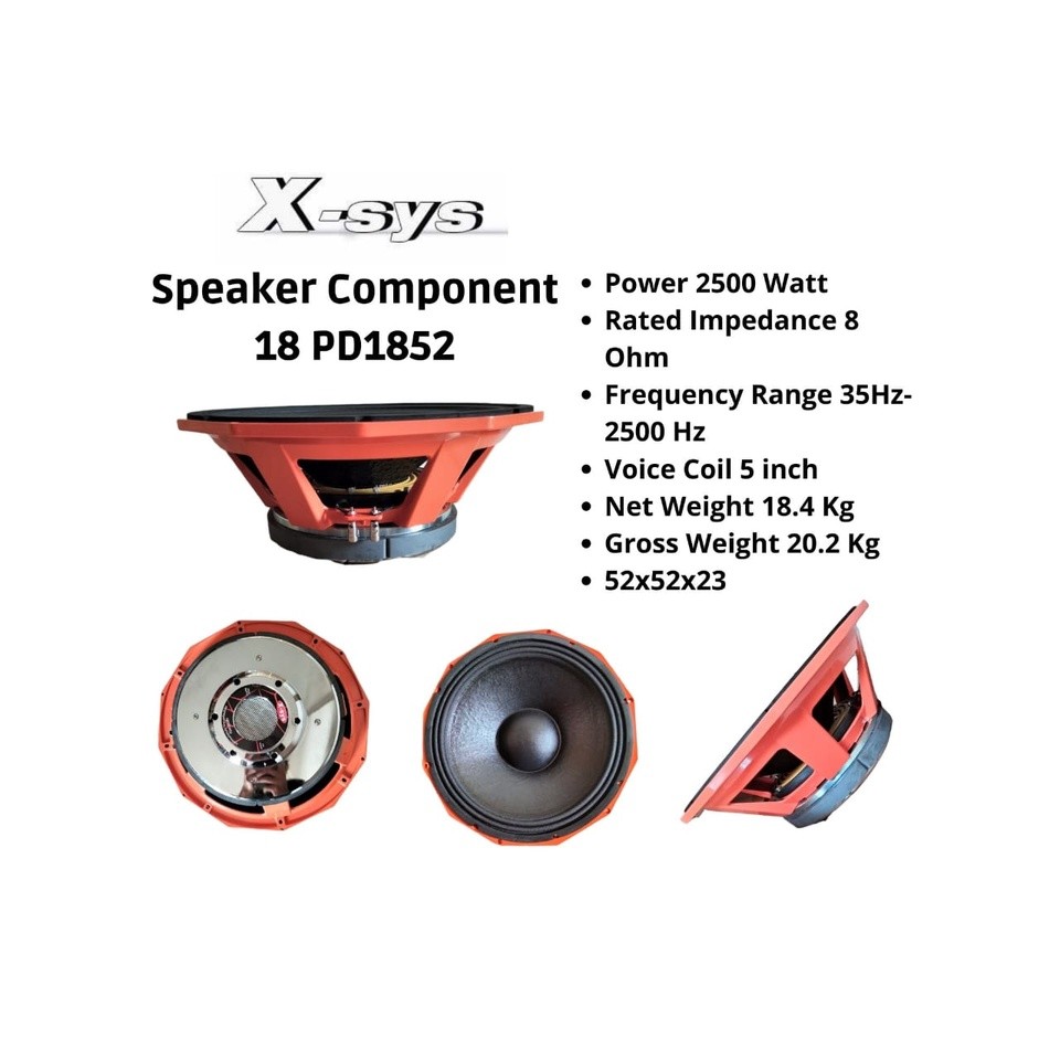 X-Sys Komponen Speaker Woofer 18PD1852 Original 18inch
