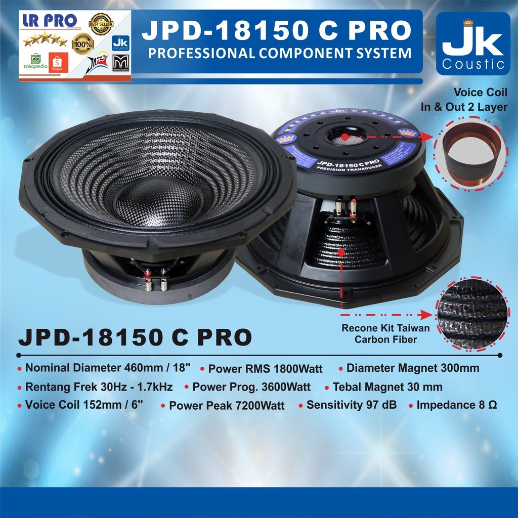 Speaker component Carbon Jk coustic JPD 18150C PRO