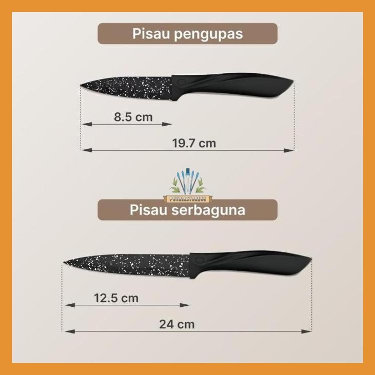 WOWZILLA PISAU DAPUR SET 6 IN 1 KNIFE SET. SET PISAU DAPUR STAINLESS PISAU. STEAK KNIFE SET PREMIUM