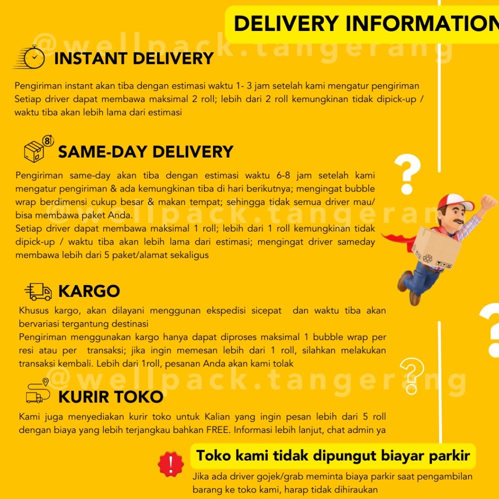 

TERLARIS Bubble Wrap Roll Wellpack 125 cm x 50 m - Hitam & Bening - 3KG / 2,7KG / 2,4KG - Kualitas tebal , Harga Grosir - Jakarta Tangerang (125 x 50m) - GOSEND / GRAB Instant lea