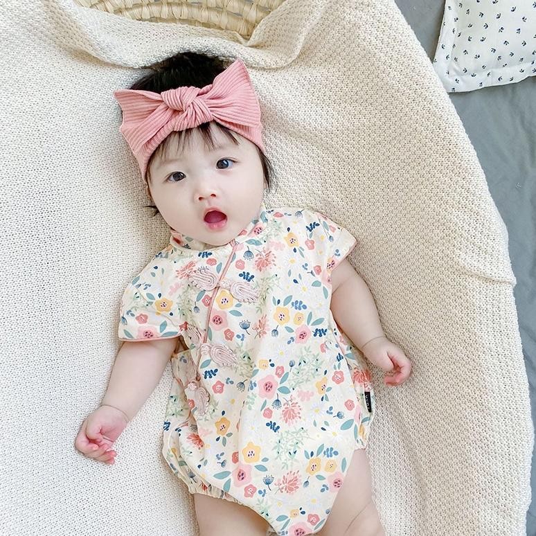 CR - Baju Cheongsam Anak Bayi Perempuan Baju Cheongsam Cina Floral Katun Romper Bayi TERLARIS