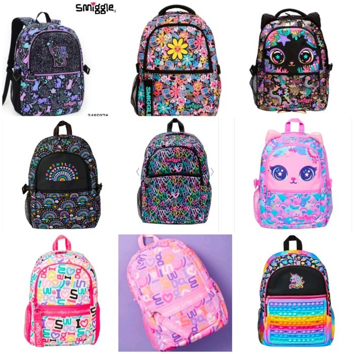 Smiggle Backpack BlackCat, Purmaid, StarryCat, I love Smiggle,Uni/Kado