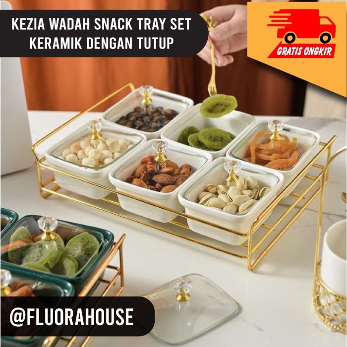 Kezia Wadah Snack Tray Set Keramik Dengan Tutup