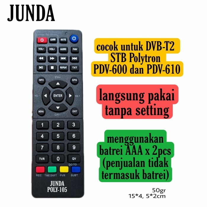 REMOTE STB POLYTRON PDV 600 DVB-T2 JUNDA POLY-105