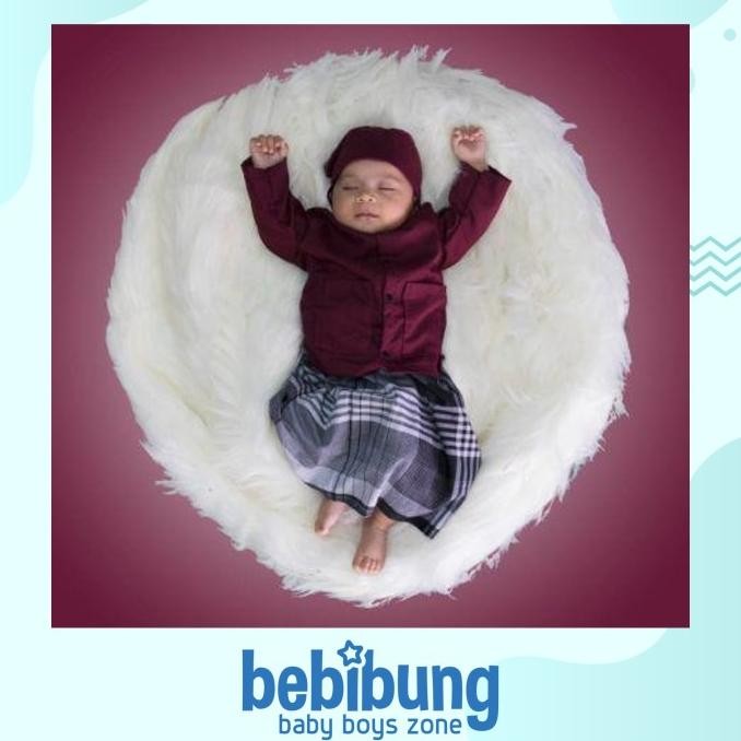 sarkoci bayi baju aqiqah plus peci rajut Koko newborn F67A