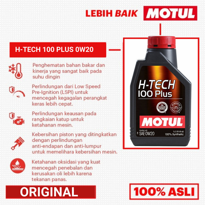 Oli Motul H-Tech 100 Plus Sae 0W20 (1L) - Original