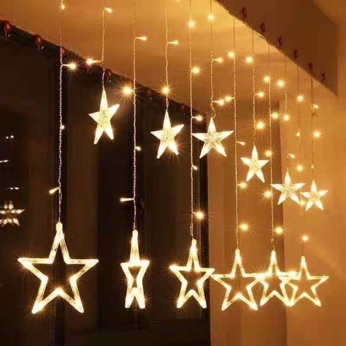 BERGARANSI lampu natal tirai bintang besar / led hias bintang star kelap kelip