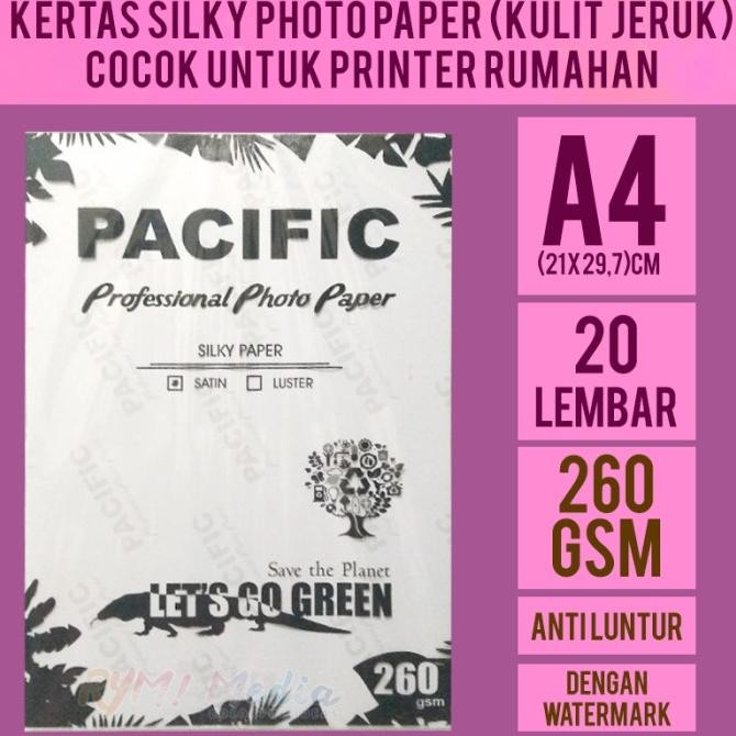 

SALE! KERTAS FOTO SILKY 260 GSM A4 ISI 20 / PHOTO PAPER KULIT JERUK SATIN