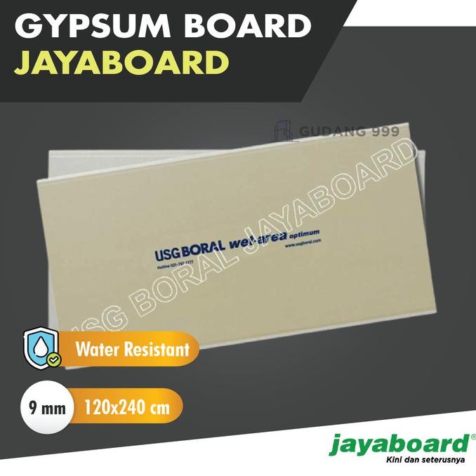 Baru Gipsum Jaya Wr 9Mm /Gypsum Jayaboard Water Resistant 9Mm