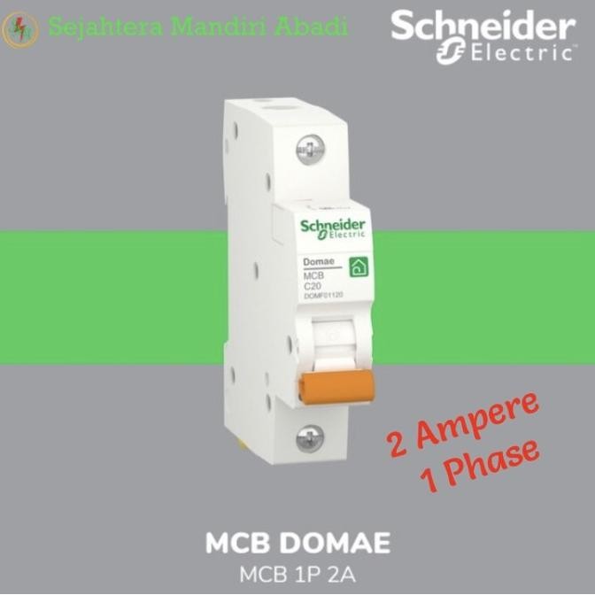 terbaru mcb 2 ampere 1 phase domae 6ka schneider original merlin gerin