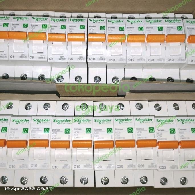 terbaru mcb (sekring pemutus arus listrik) merek "schneider" 6a, 10a, 16a, 20a