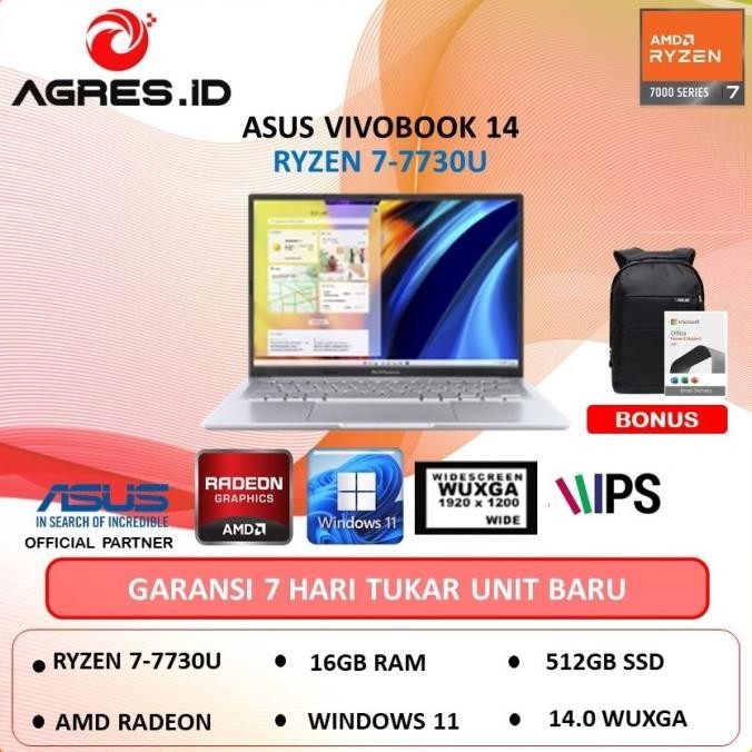 Asus Vivobook 14 M1405Ya Ryzen 7 7730U Ram 16Gb 512Ssd 14" Wuxga Ips