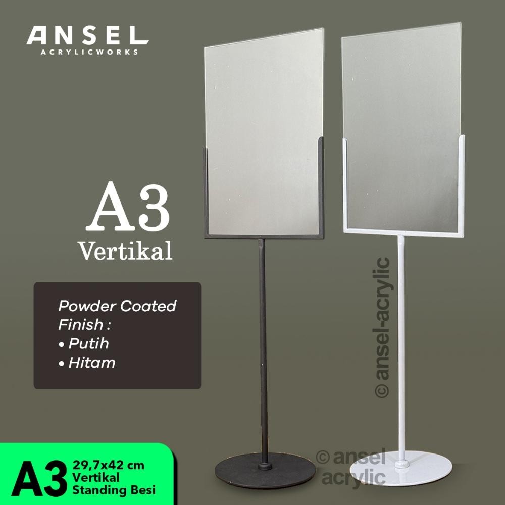 

ZOE ANSEL STANDING FRAME POP BESI AKRILIK - ACRYLIC METAL PROMOTION DISPLAY WAGON - A3 VERTIKAL