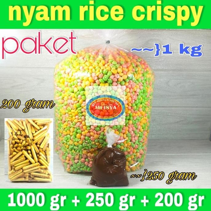 

MIT PAKET NYAM NYAM RICE CRISPY 1KG + COKLAT 250 GR + STIK NYAM 200 GR