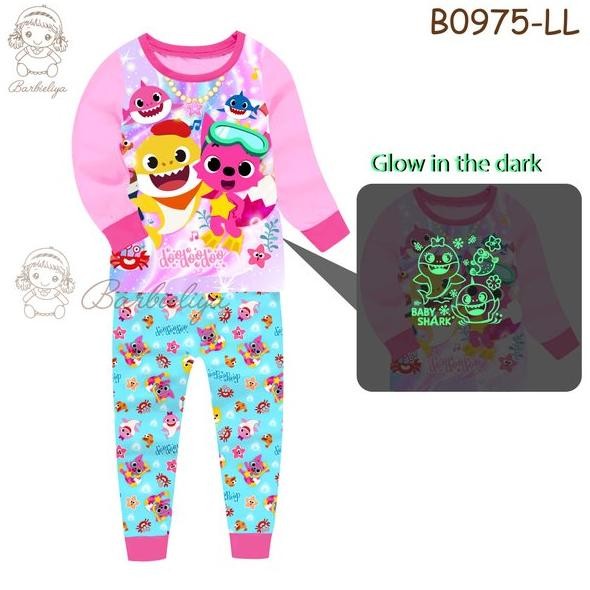 KLO Piyama Baju Tidur Karakter Anak Glow In The Dark Baby Shark B0975LL