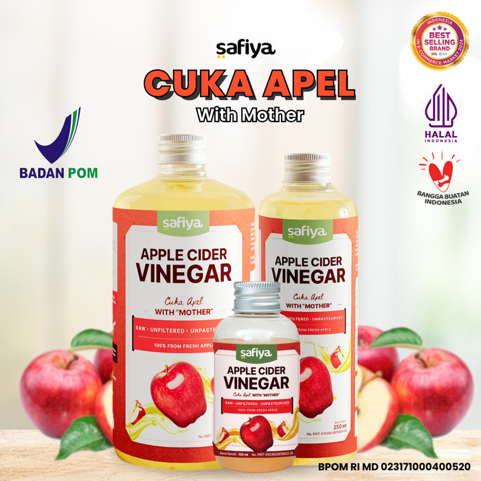 

Safiya Cuka Apel 500 ML Fresh 100% Murni Apple Cider Vinegar With Mother Detox - 500 ML