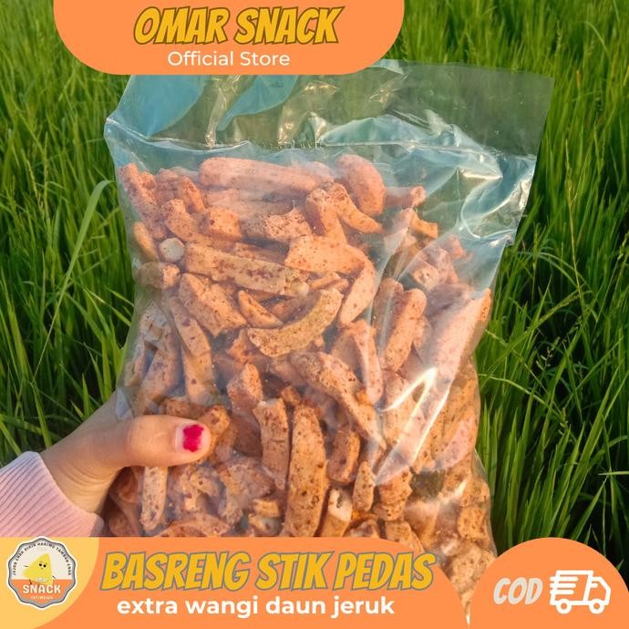 

trius basreng stick pedas viral daun jeruk 1kg terlaris stik celan snack jogja
