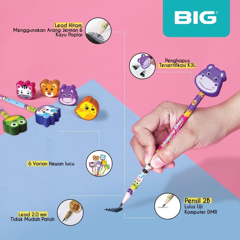 

PROMO 24 Pcs BIG Pensil 2B & Penghapus Hewan Lucu Graphite Pencil PS-888 uy-23