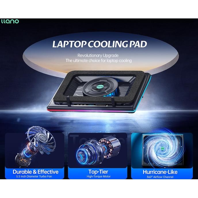 Llano V12 Rgb Laptop Cooling Pad With Powerful Turbofan