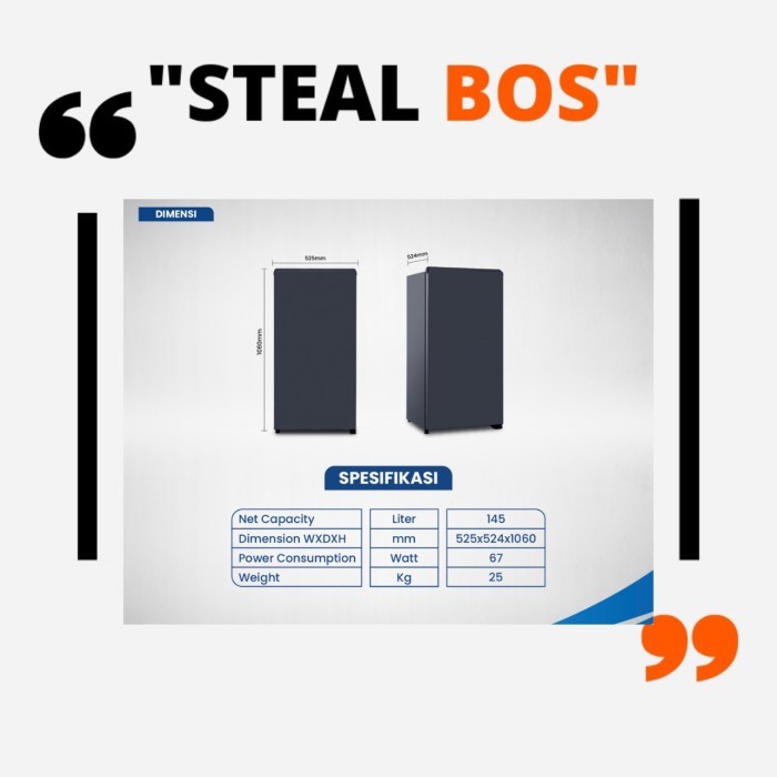 kulkas Aqua japan 181 (DS)/kulkas 1 pintu (AQR-D181)