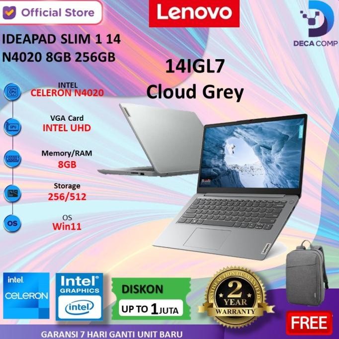 Lenovo Ideapad Slim 3I 14Igl N4020 4Gb 256Ssd W10+Ohs 14.0