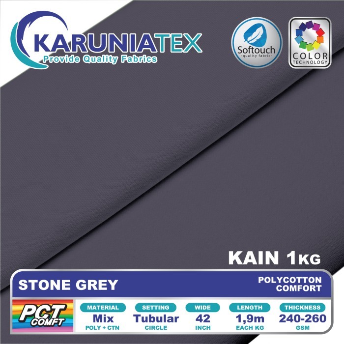 

Kain Polycotton Comfort Stone Grey Karunia Textile