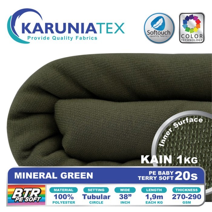 

Kain Baby Terry PE Soft 20s Mineral Green Karunia Textile