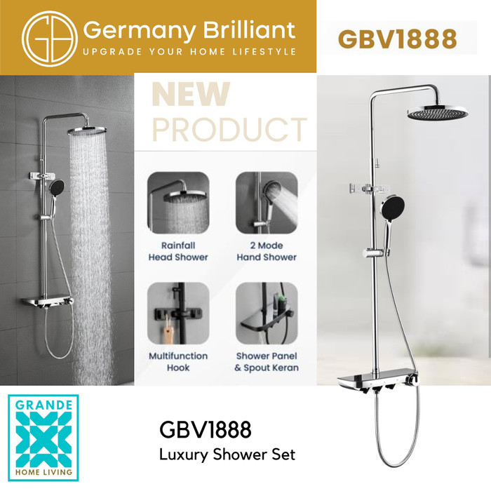 Bagus Germany Brilliant Luxury Shower Set Chrome Gbv1888 Gbv 1888