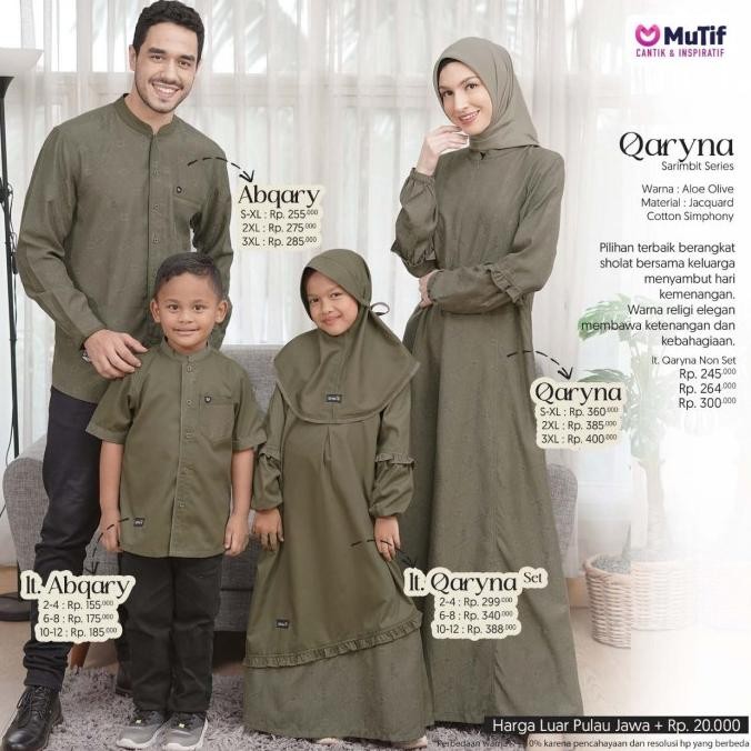 || Best seller  ~`~ MUTIF QARYNA - ABQARY Aloe Olive - Baju Sarimbit Keluarga ORI MUTIF ||~~~