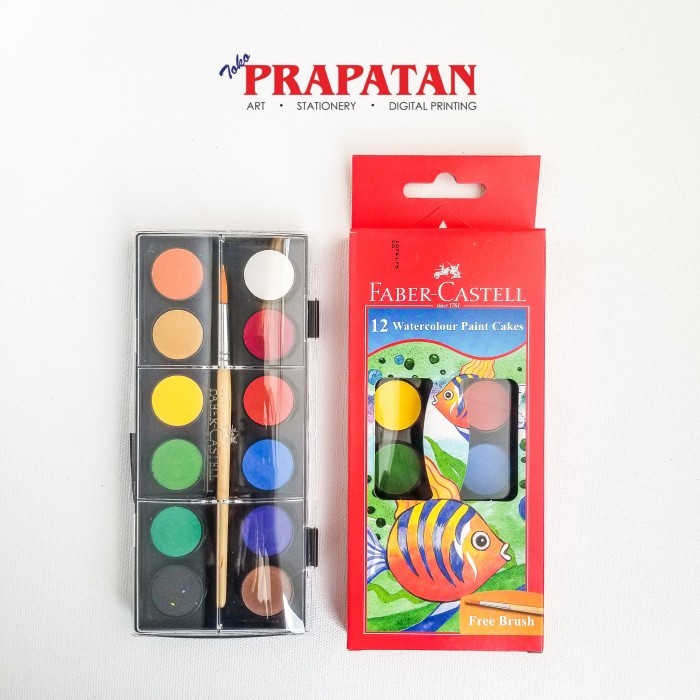 

Faber Castell Watercolour Paint Cakes 12 Warna / Cat Air Faber Castell