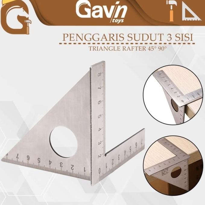 

Penggaris sudut 3 sisi Speed Square Tukang Woodworking Ruler Presisi