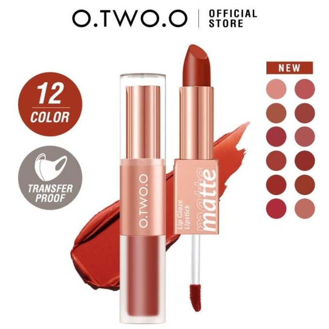 BARANG TERLARIS O.TWO.O 2 In 1 Splendid Matte Double Ended Lip Glazed Lipstick Lips Lipstik O Two 2 