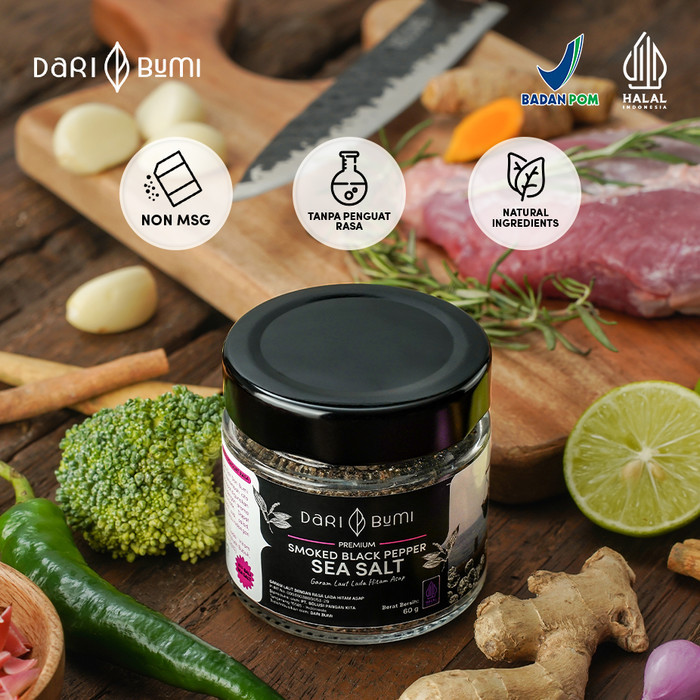 

Dari Bumi Garam Laut Bali Rasa Lada Hitam Asap 60 Gram Smoked Black Pepper Sea Salt