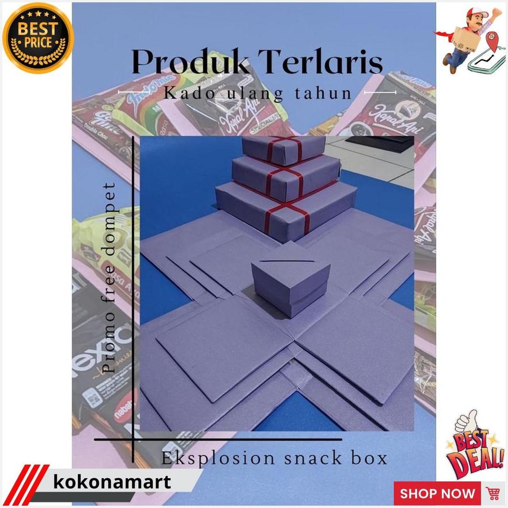 

Snack Box, Box Tarik Uang ,Eksplosion Box Snack Tarik Uang , Box Uang, Kado Ulang Tahun Cewek Paket Box, Kado Ultah Wanita, Gift Box 3 Layer Ada Tarik Uang (Tutup Tiap Layer) Gratis Ongkir