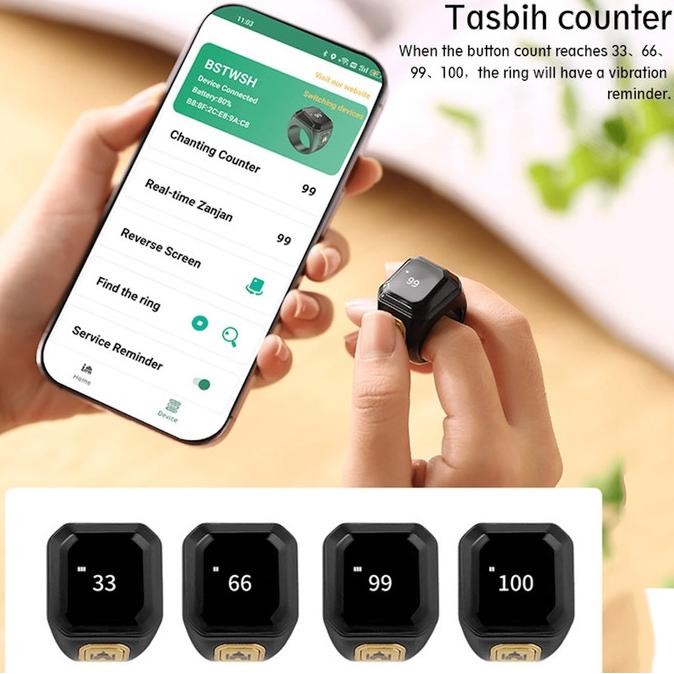 Tasbih Digital Ring Led Zikir Ring Cincin Tasbih Ring