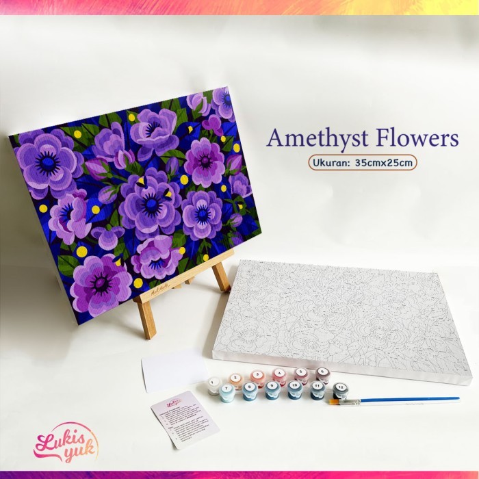 

HOT SALE! Amethyst Flowers - Paint by Numbers - 35x25cm - by LukisYuk