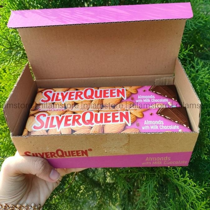 

Cokelat Silverqueen Almond 58 Gram isi 10 pcs/Coklat Silverqueen Besar LA