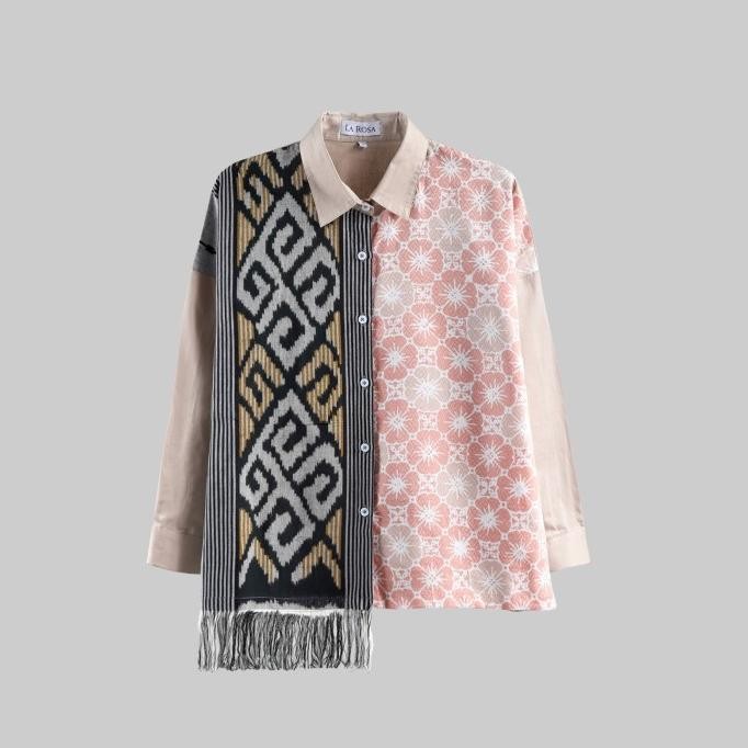 Kemeja Batik Tenun Wanita / Blouse Batik Tenun Wanita Lila