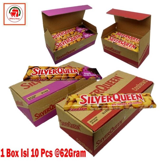 

Silverqueen Almond Cashew Milk Chocolate 1 Box Isi 10Pcs 620Gram LA