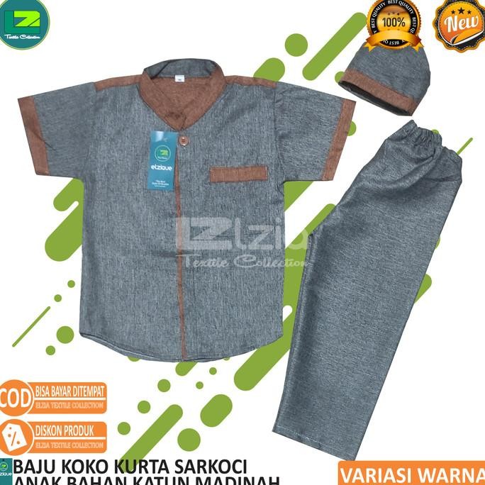 SETELAN BAJU KOKO ANAK SET BAHAN KATUN MADINAH LEMBUT
