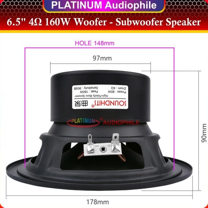 Speaker 6.5 Inch Subwoofer Woofer Bass 4 ohm 160 Watt 6.5 Hifi Premium Terlaris
