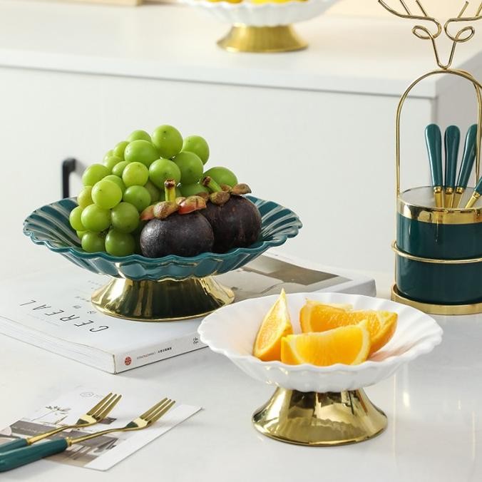 Oyster Keranjang Buah/Sayur Keramik Gold