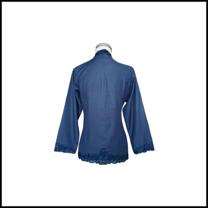 Kebaya Encim Bordir Modern Katun Navy Dongker Senada Lengan Panjang Best Seller