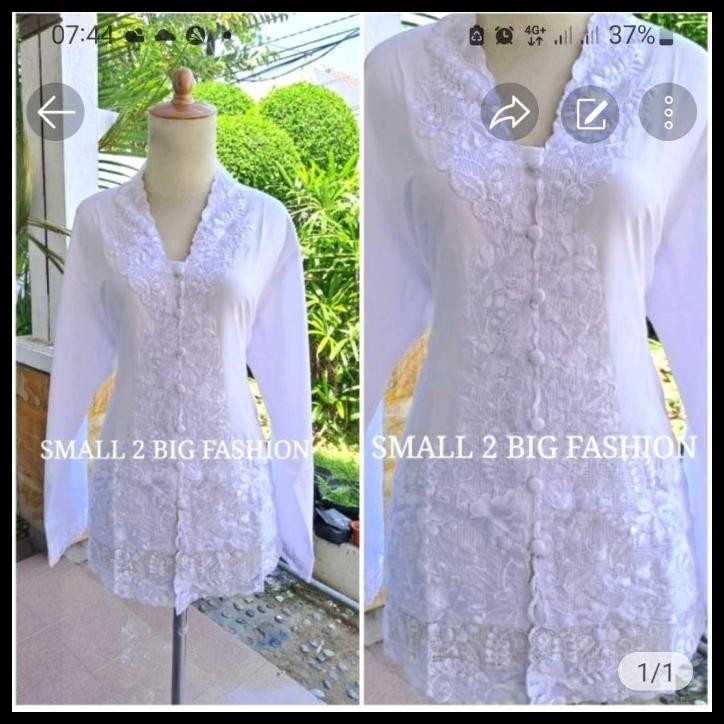 Kebaya Panjang Putih / Kebaya Katun / Kebaya Modern / Kebaya Encim Best Seller
