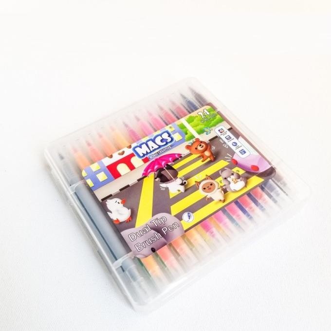 

Spidol MACS Dual Tip Brush Pen Marker Color 24 Warna